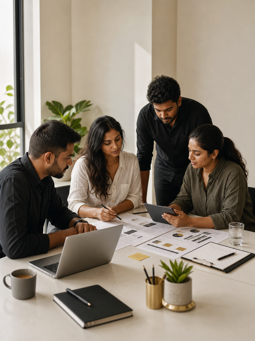 Goldstar Tech team reviewing growth strategy